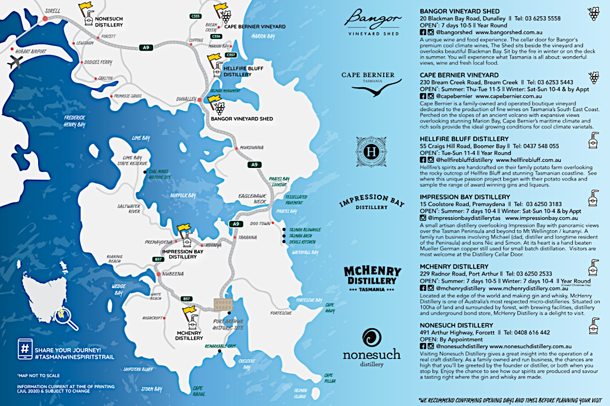 Tasman Wine and Spirits Trail Map